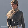 Beige silk chiffon scarf with dog pattern, oblong shape: a perfect gift for dog lovers. Scarf by ANNE TOURAINE Paris™ (3)