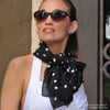 Black and white polka dot silk chiffon scarf, oblong shape. Lightweight and easy to tie. Scarf by ANNE TOURAINE Paris™ (2)