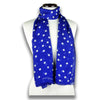 Blue polka dot silk chiffon scarf, oblong shape. Lightweight and easy to tie. Scarf by ANNE TOURAINE Paris™ (2)