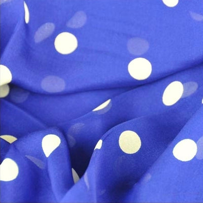 Blue polka dot silk chiffon scarf, oblong shape. Lightweight and easy to tie. Scarf by ANNE TOURAINE Paris™ (5)