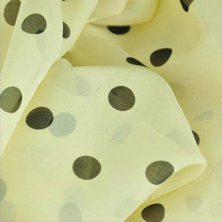 Champagne polka dot silk chiffon scarf, oblong shape. Lightweight and easy to tie. Scarf by ANNE TOURAINE Paris™ (4)
