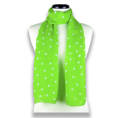 Vivid green polka dot silk chiffon scarf, oblong shape. Lightweight and easy to tie. Scarf by ANNE TOURAINE Paris™ (1)