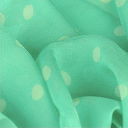 Mint polka dot silk chiffon scarf, oblong shape. Lightweight and easy to tie. Scarf by ANNE TOURAINE Paris™ (4)