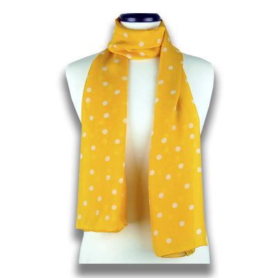 Orange polka dot silk chiffon scarf, oblong shape. Lightweight and easy to tie. Scarf by ANNE TOURAINE Paris™ (1)