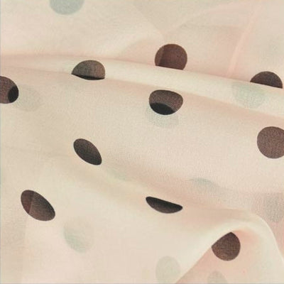 Pink polka dot silk chiffon scarf, oblong shape. Lightweight and easy to tie. Scarf by ANNE TOURAINE Paris™ (4)