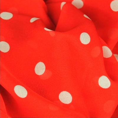 Red polka dot silk chiffon scarf, oblong shape. Lightweight and easy to tie. Scarf by ANNE TOURAINE Paris™ (4)