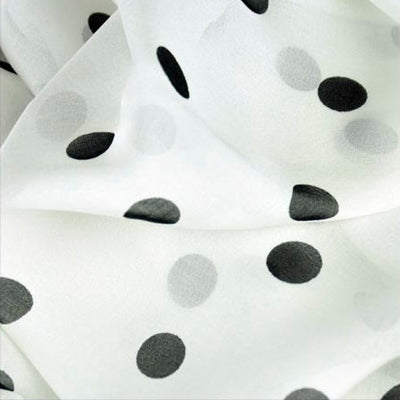 White polka dot silk chiffon scarf, oblong shape. Lightweight and easy to tie. Scarf by ANNE TOURAINE Paris™ (4)