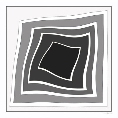 LARGE SILK SATIN SCARF - FREESTYLE - Black & White - 47x47