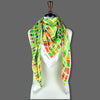 Green and brown extra large silk scarf with a contemporary ethnic pattern: versatile and easy to wear all year round. Scarf ANNE TOURAINE Paris™ (6)