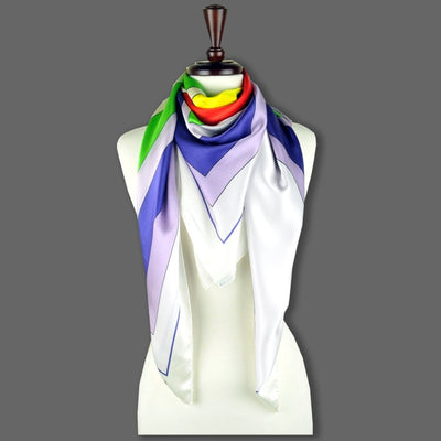 Multicolor extra large silk scarf with a modern geometric design: versatile and easy to pair with many colors. Scarf ANNE TOURAINE Paris™ (6)