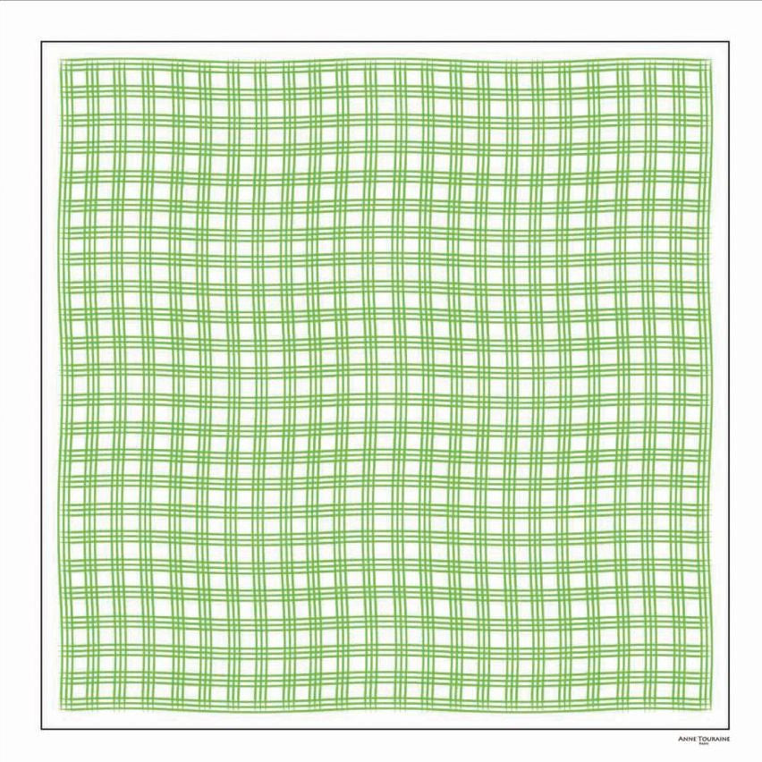 Green and white extra large silk scarf with a fresh and modern stripe pattern: versatile and easy to wear all year round. Scarf ANNE TOURAINE Paris™ (2)