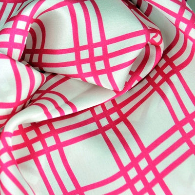 Pink and white extra large silk scarf with a fresh and modern stripe pattern: versatile and easy to wear all year round. Scarf ANNE TOURAINE Paris™ (5)