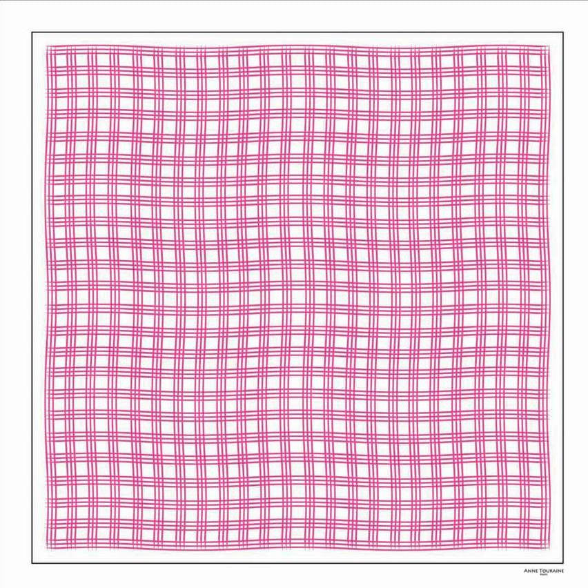 Pink and white extra large silk scarf with a fresh and modern stripe pattern: versatile and easy to wear all year round. Scarf ANNE TOURAINE Paris™ (2)