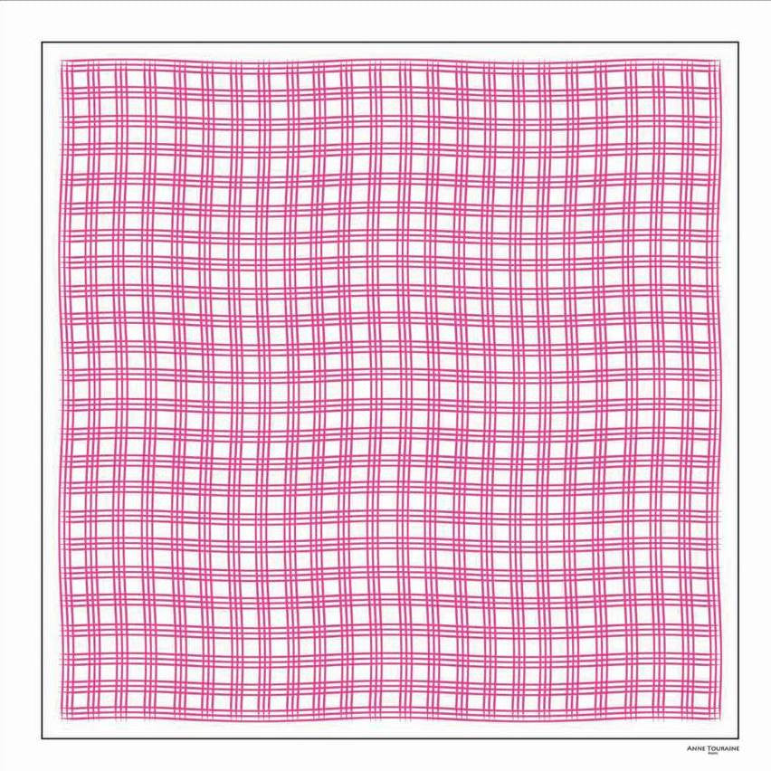 Pink and white extra large silk scarf with a fresh and modern stripe pattern: versatile and easy to wear all year round. Scarf ANNE TOURAINE Paris™ (1)