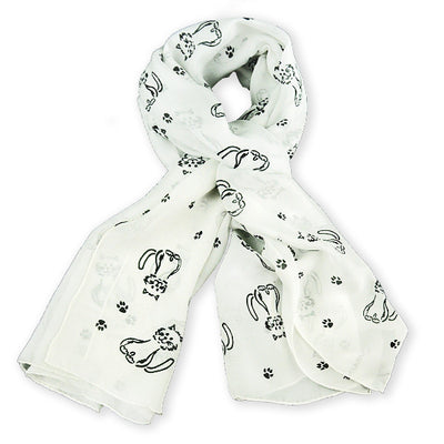 Pale grey silk chiffon scarf with cat pattern, oblong shape: a perfect gift for cat lovers. Scarf by ANNE TOURAINE Paris™ (0)