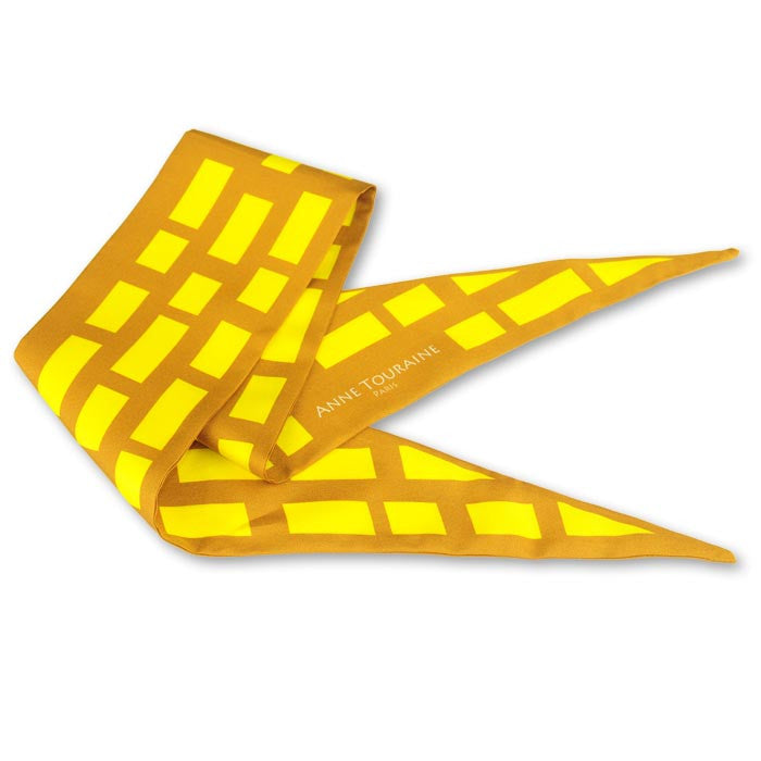 Silk twillies: brown and yellow silk twilly by ANNE TOURAINE Paris™